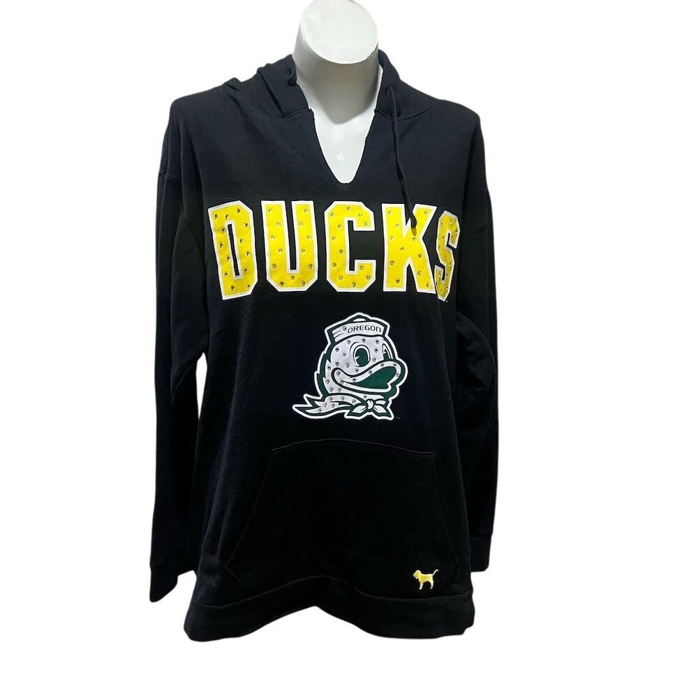 Oregon Ducks Women's Black Hoodie Size L Long Sleeve Casual Sportswear